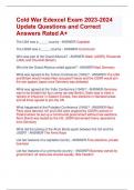 Cold War Edexcel Exam 2023-2024  Update Questions and Correct  Answers Rated A&plus;