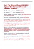Cold War Edexcel Exam 2023-2024  Update Questions and Correct  Answers Rated A+