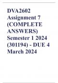 DVA2602 Assignment 7 (COMPLETE ANSWERS) Semester 1 2024 (301194) - DUE 4 March 2024