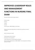 IMPROVED LEADERSHIP ROLES  AND MANAGEMENT  FUNCTIONS IN NURSING FINAL  EXAM