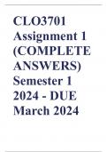 CLO3701 Assignment 1 (COMPLETE ANSWERS) Semester 1 2024 - DUE March 2024