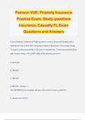Pearson VUE: Property Insurance Practice Exam, Study questions insurance, Casualty FL Exam Questions and Answers