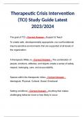 Therapeutic Crisis Intervention (TCI) Study Guide Latest 2023/2024