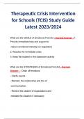 Therapeutic Crisis Intervention for Schools (TCIS) Study Guide Latest 2023/2024