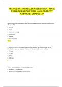 NR 305 HEALTH ASSESSMENT FINAL EXAM QUESTIONS WITH 100% CORRECT ANSWERS| GRADED A+