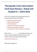Therapeutic Crisis Intervention Final Exam Review | Rated and Graded A+ | 2023/2024
