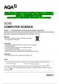 PAPER 1C AQA GCSE COMPUTER SCIENCE 8525C/1 PAPER 1 COMPUTATIONAL THINKING AND PROGRAMMING SKILLS ASSEMENT PAPER  (AUTHENTIC MARKING SCHEME ATTACHED)