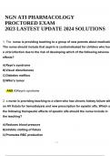 NGN ATI PHARMACOLOGY PROCTORED EXAM 2023 LASTEST UPDATE 2024 SOLUTIONS