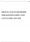 EDEXCEL GCSE MATHS HIGHER TIER QUESTION PAPER 1 (NON CALCULATOR ) MAY 2023.