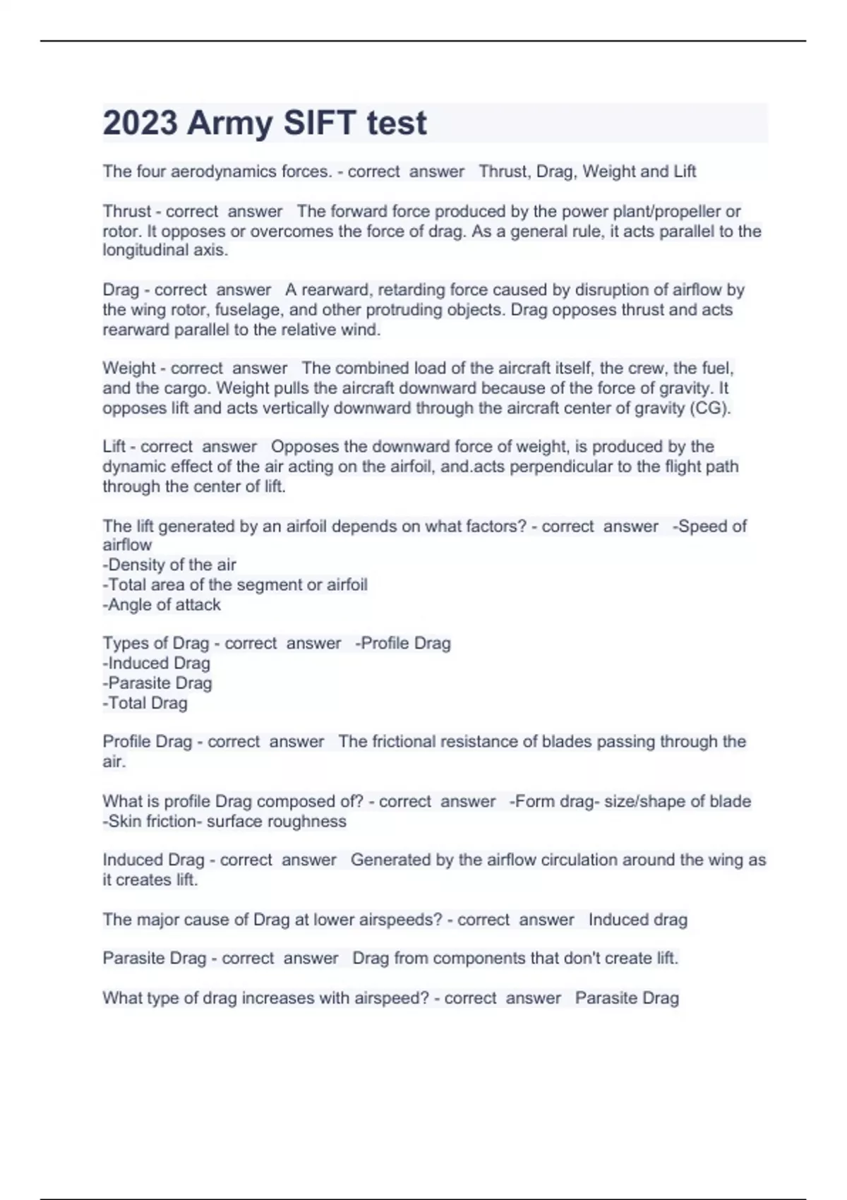 2023 Army SIFT test questions and answers already solved 2024 SIFT