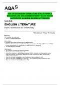 AQA GCSE ENGLISH LITERATURE 8702/2 PAPER 2 SHAKESPEARE AND UNSEEN POETRY EXAM PAPER (AUTHENTIC MARKING SCHEME ATTACHED)