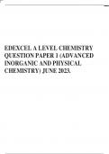 EDEXCEL A LEVEL CHEMISTRY QUESTION PAPER 1 (ADVANCED INORGANIC AND PHYSICAL CHEMISTRY) JUNE 2023.