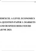 EDEXCEL A LEVEL ECONOMICS A QUESTION PAPER 1 (MARKETS AND BUSINESS BEHAVIOURS )JUNE 2023.