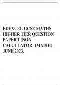 EDEXCEL GCSE MATHS HIGHER TIER QUESTION PAPER 1 (NON CALCULATOR 1MAI/IH) JUNE 2023.