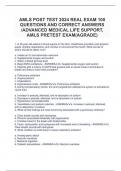 AMLS POST TEST 2024 REAL EXAM 100 QUESTIONS AND CORRECT ANSWERS -ADVANCED MEDICAL LIFE SUPPORT, AMLS PRETEST EXAM(AGRADE).