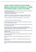 motor vehicle industry license&comma; Sales Mastery Exam &lpar;set of questions 1&rpar;&comma; State of Colorado Sales License Test 2024 
