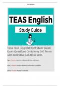 TEAS TEST (English) 2024 Study Guide Exam Questions Containing 260 Terms with Definitive Solutions 2024. 