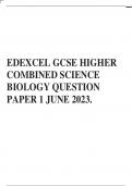 EDEXCEL GCSE HIGHER COMBINED SCIENCE BIOLOGY QUESTION PAPER 1 JUNE 2023.