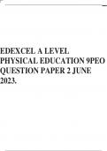 EDEXCEL A LEVEL PHYSICAL EDUCATION 9PEO QUESTION PAPER 2 JUNE 2023.