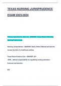 TEXAS NURSING JURISPRUDENCE  EXAM 2023-2024