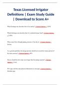 Texas Licensed Irrigator Definitions | Exam Study Guide | Download to Score A+