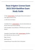 Texas Irrigator License Exam 2023/2024 Backflow Exam Study Guide
