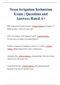 Texas Irrigation Technician Exam | Questions and Answers Rated A+