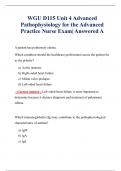 WGU D115 Unit 4 Advanced Pathophysiology for the Advanced Practice Nurse Exam| Answered A