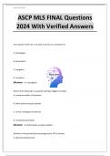 ASCP MLS FINAL Questions 2024 With Verified Answers