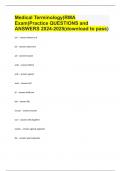 Medical Terminology(RMA Exam)Practice QUESTIONS and ANSWERS 2024-2025(download to pass)