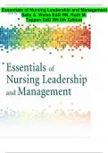 SEssentials of Nursing Leadership and Management Sally A. Weiss EdD RN, Ruth M. Tappen EdD RN 6th Edition