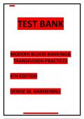 TEST BANK    MODERN BLOOD BANKING& TRANSFUSION PRACTICES  6TH EDITION  DENISE M. HARMENING