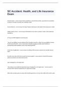 SC Accident&period; Health&comma; and Life Insurance Exam questions and verified correct answers 2024