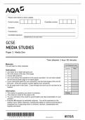 AQA GCSE MEDIA STUDIES 8572&sol;1 Paper 1 Media One Question Paper & Mark scheme &lpar;Merged&rpar; June 2023 &lbrack;VERIFIED&rsqb;