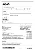 AQA A-level PHYSICS 7408/3BD Paper 3 Section B Turning points in physics Question Paper & Mark scheme (Merged) June 2023 [VERIFIED]
