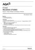 AQA A-level RELIGIOUS STUDIES 7062&sol;2C Paper 2C Study of Religion and Dialogues&colon; Hinduism Question Paper & Mark scheme &lpar;Merged&rpar; June 2023 