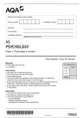 AQA AS PSYCHOLOGY 7181&sol;2 Paper 2 Psychology in context Question Paper & Mark scheme &lpar;Merged&rpar; June 2023