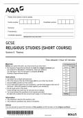 AQA GCSE RELIGIOUS STUDIES &lpar;SHORT COURSE&rpar; 8061&sol;5 Section 5 Themes Question Paper & Mark scheme &lpar;Merged&rpar; June 2023