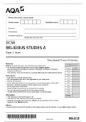 AQA GCSE RELIGIOUS STUDIES A 8062&sol;15 Paper 1&colon; Islam Question Paper & Mark scheme &lpar;Merged&rpar; June 2023