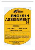 ENG1511 ASSIGNMENT01 DUE 15MARCH 2024 COMPULSORY ASSIGNMENT