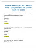 WGU Introduction to IT D322 Section 1 Exam | Study Questions and Answers Graded A+ | 2024