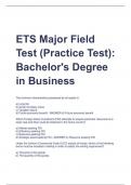 ETS Major Field  Test (Practice Test):  Bachelor's Degree  in Business
