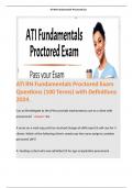 ATI RN Fundamentals Proctored Exam Questions (100 Terms) with Definitions 2024.   