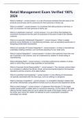 Retail Management Exam Verified 100&percnt; 2024