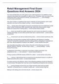 Retail Management Final Exam Questions And Answers 2024