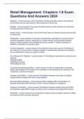 Retail Management&colon; Chapters 1-8 Exam Questions And Answers 2024