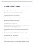 SC Life&comma; Accident&comma; Health exam questions and  verified correct  answers 2024