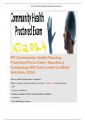 ATI Community Health Nursing Proctored Focus Exam Questions Containing 203 Terms with Certified Solutions 2024. 
