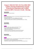 Exam 2: NSG122/ NSG 122 (New 2024/ 2025 Update) Nursing Fundamental Concepts  Exam Review| Questions and Verified Answers| 100% Correct| A Grade - Herzing 