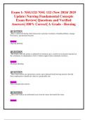 Exam 1: NSG122/ NSG 122 (New 2024/ 2025 Update) Nursing Fundamental Concepts  Exam Review| Questions and Verified Answers| 100% Correct| A Grade - Herzing 